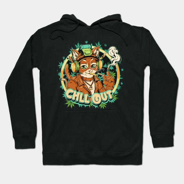 Pop Culture Cat in Hip Hop Gear smoke and chill out Hoodie by diegotorres